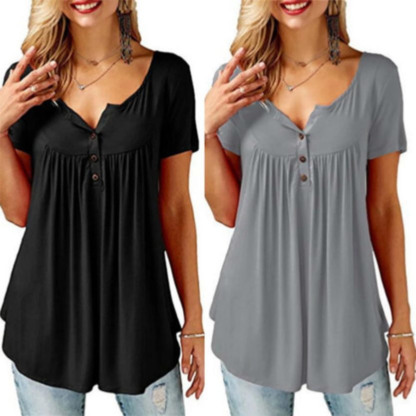 Funki Findz | Shirts | Women's Short Sleeve Loose Casual Blouse