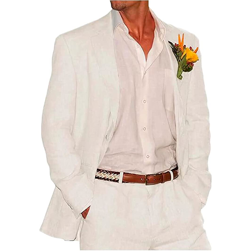 Funki Findz | Suits | Men's 2 Pcs Linen Beach Wedding Suit