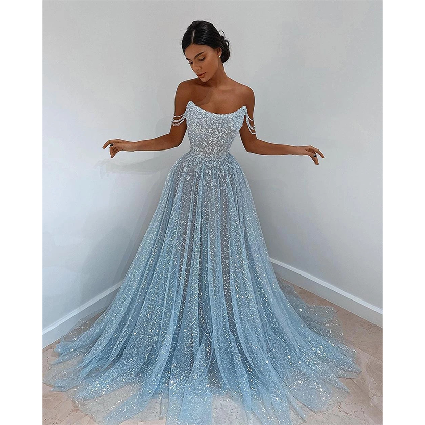 Funki Findz | Dresses | Women's Sequin Tulle Long Prom Dress