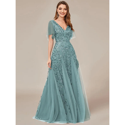 Funki Findz | Dresses | Women's Long Sequin Lace Formal Dress