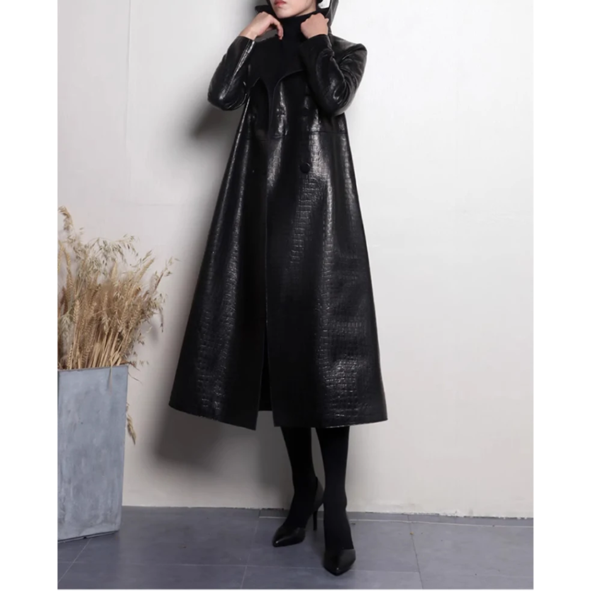 Funki Findz | Jackets | Women's Aligator Print Faux Leather Coat