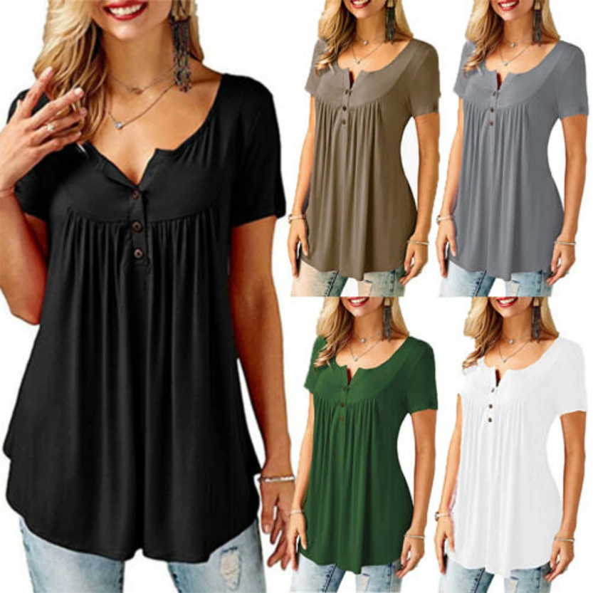 Funki Findz | Shirts | Women's Short Sleeve Loose Casual Blouse