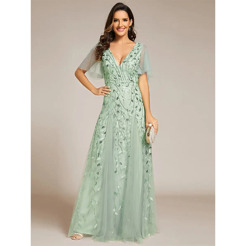 Funki Findz | Dresses | Women's Long Sequin Lace Formal Dress