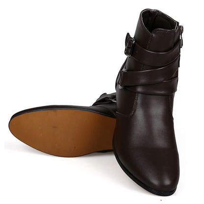 Funki Findz | Boots | Men's Buckle Strap Block Heel Dress Boots