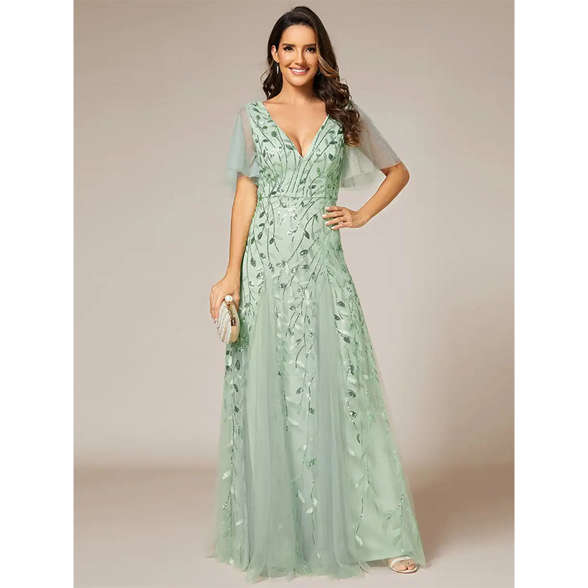 Funki Findz | Dresses | Women's Long Sequin Lace Formal Dress
