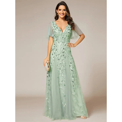 Funki Findz | Dresses | Women's Long Sequin Lace Formal Dress