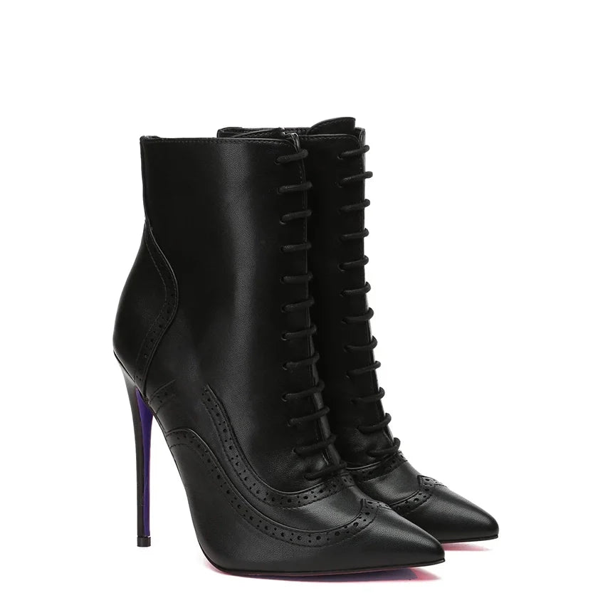 Funki Findz | Boots | Women's Lace Up Pointy Ankle Boots