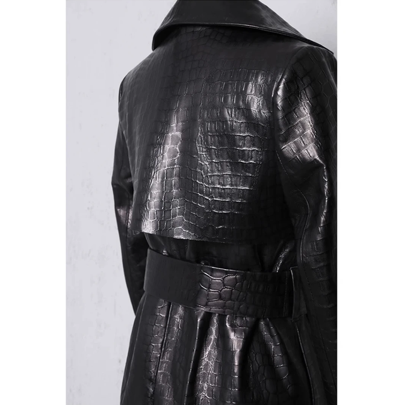 Funki Findz | Jackets | Women's Aligator Print Faux Leather Coat