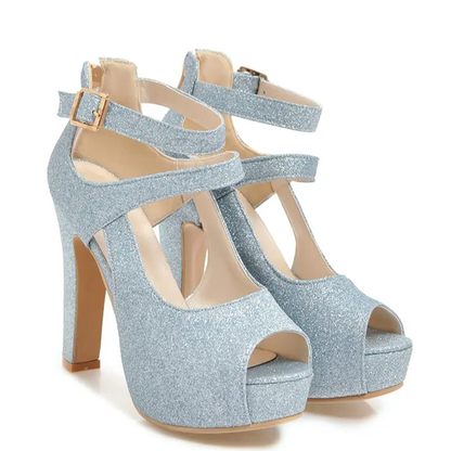 Funki Findz | Shoes | Women's Sequin Peep Toe Platform Sandal