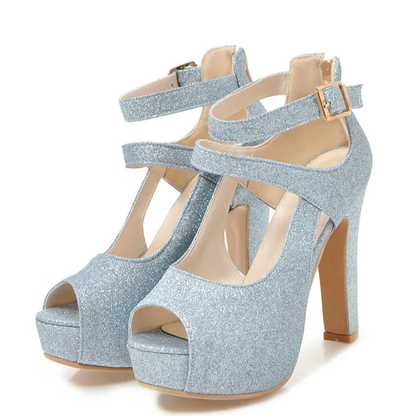 Funki Findz | Shoes | Women's Sequin Peep Toe Platform Sandal