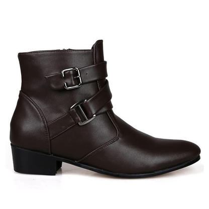 Funki Findz | Boots | Men's Buckle Strap Block Heel Dress Boots