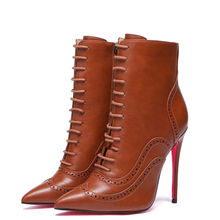 Funki Findz | Boots | Women's Lace Up Pointy Ankle Boots