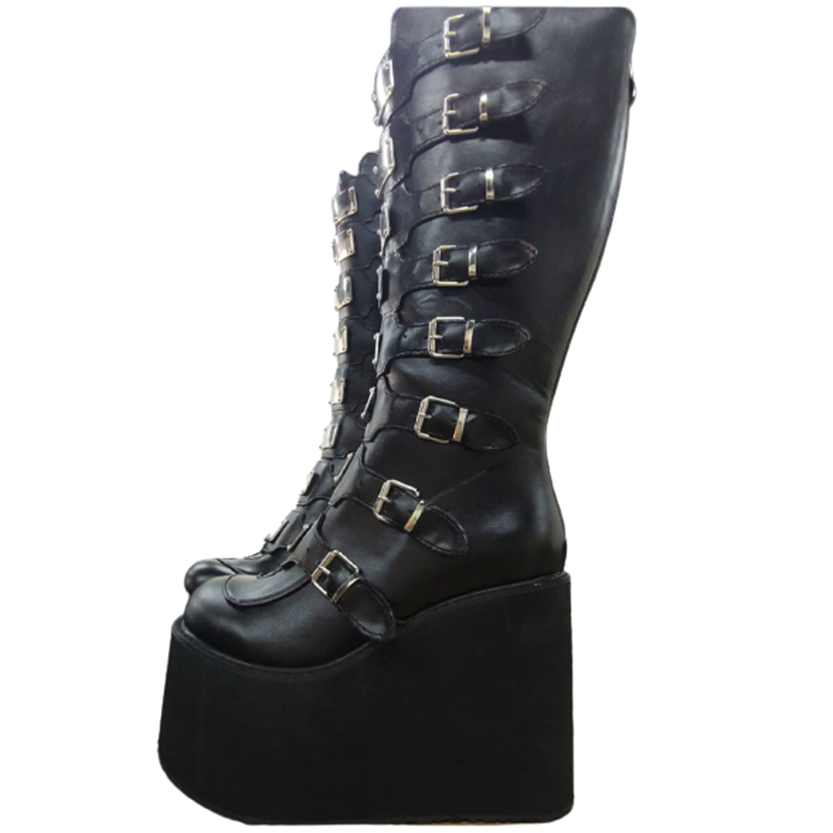 Funki Findz | Boots | Women's High Platform Wedge Buckle Boot