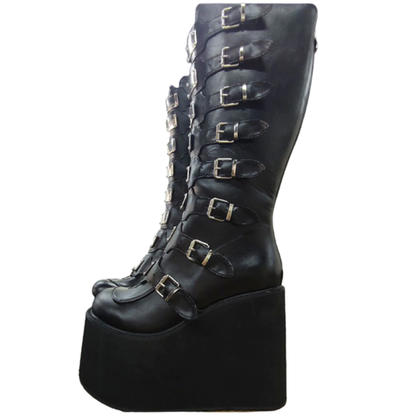Funki Findz | Boots | Women's High Platform Wedge Buckle Boot
