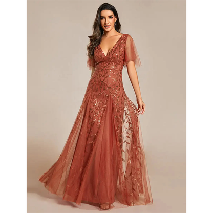 Funki Findz | Dresses | Women's Long Sequin Lace Formal Dress