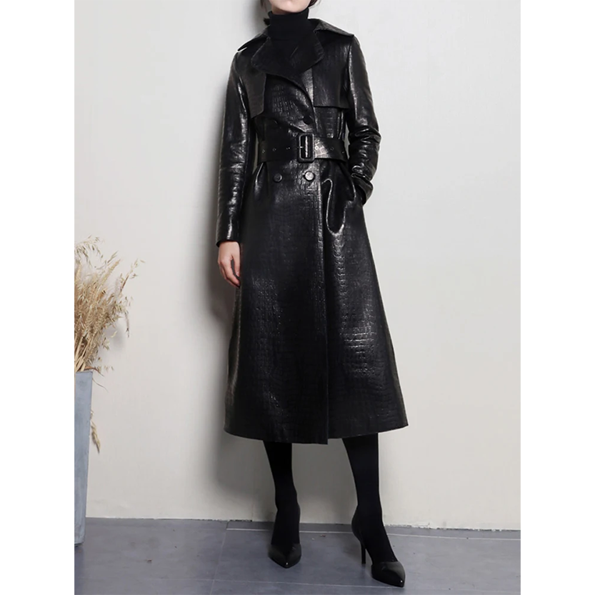 Funki Findz | Jackets | Women's Aligator Print Faux Leather Coat