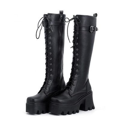 Funki Findz | Boots | Women's Lace Up Chunky Platform Boots