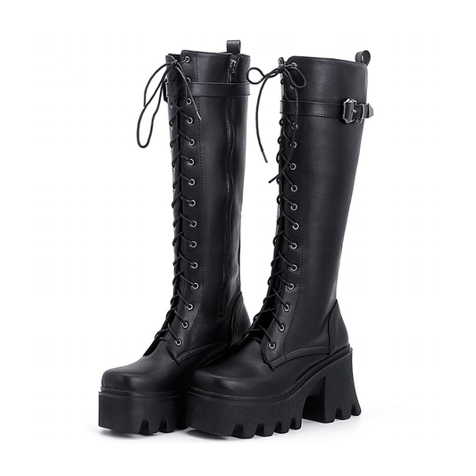 Funki Findz | Boots | Women's Lace Up Chunky Platform Boots
