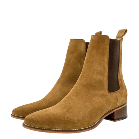 Funki Findz | Boots | Men's Suede Block Heeled Chelsea Boots