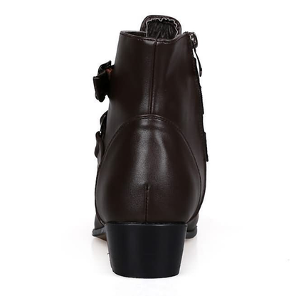 Funki Findz | Boots | Men's Buckle Strap Block Heel Dress Boots