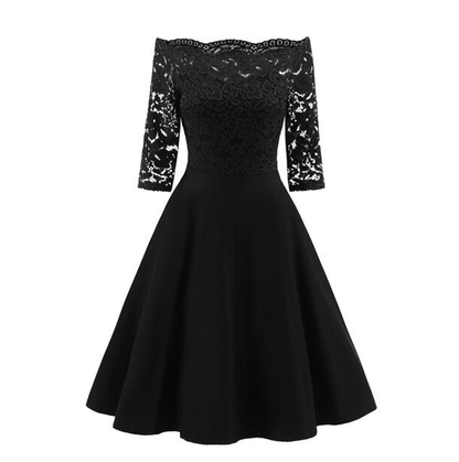 Funki Findz | Dresses | Women's Elegant Lace Chiffon Midi Dress