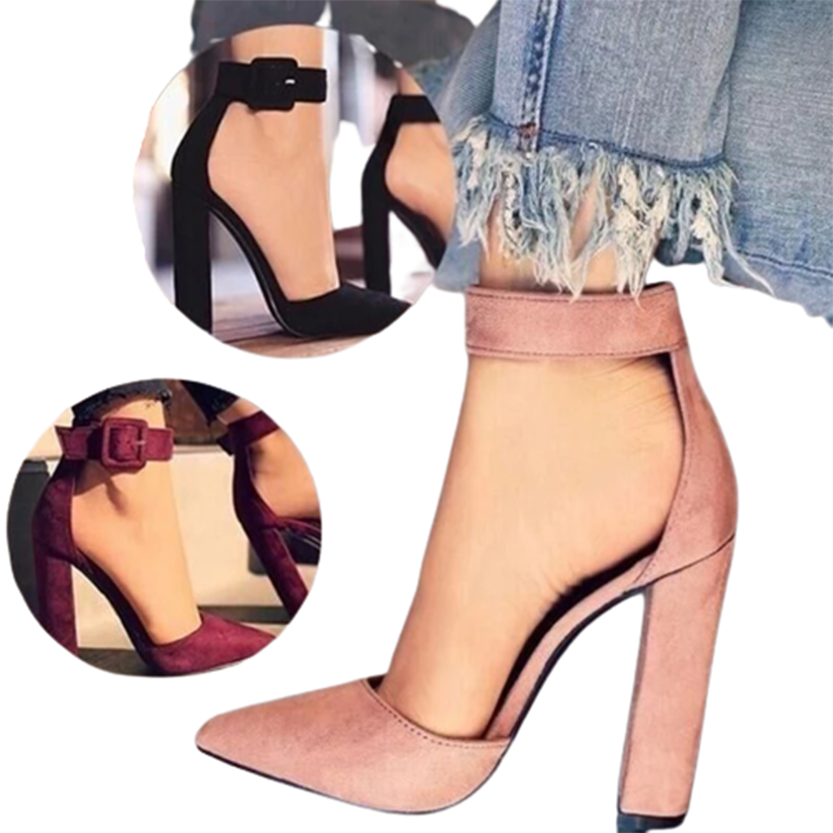 Funki Findz | Shoes | Women's High Block Heel Flock Party Shoe