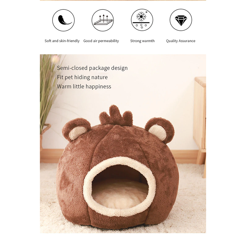Funki Findz | Pet Beds | Cat Bed | Cute Bear Head Shaped Cat House Nest