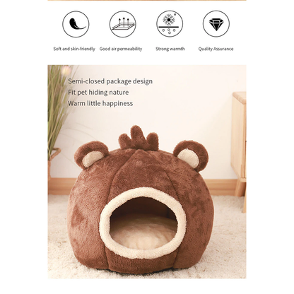 Funki Findz | Pet Beds | Cat Bed | Cute Bear Head Shaped Cat House Nest
