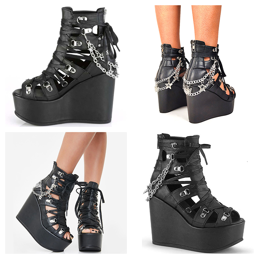 Funki Findz | Shoes | Women's Strappy Platform Wedge Shoes