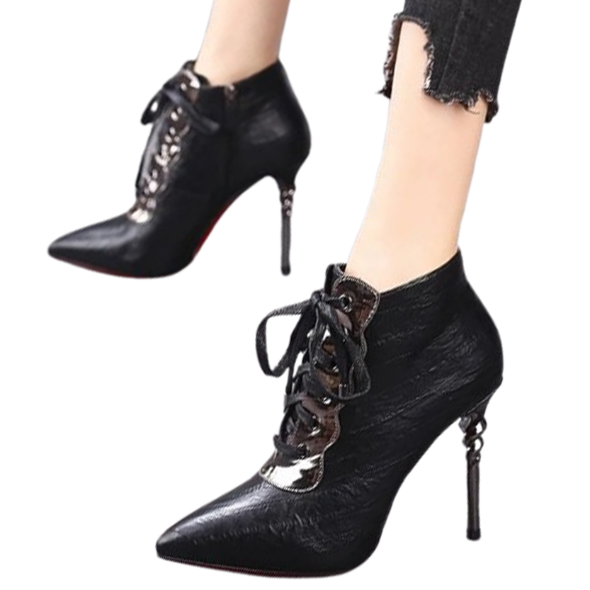 Funki Findz | Boots | Women's High Heeled Lace-up Ankle Boots