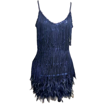 Funki Findz | Dresses | Women's Sequin Feather Fringe Dress
