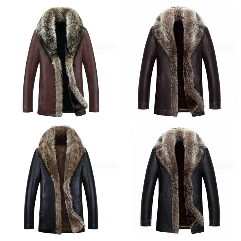 Funki Findz | Jackets | Men's Real Leather Warm Fur Collar Coat