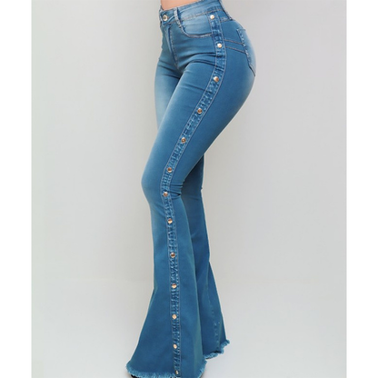 Funki Findz | Pants | Women's Side Button Butt Lift Flared Jeans