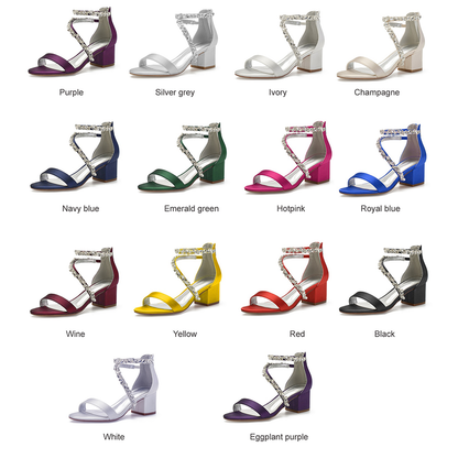 Funki Findz | Shoes | Women's Crystal Satin Low Prom Sandals