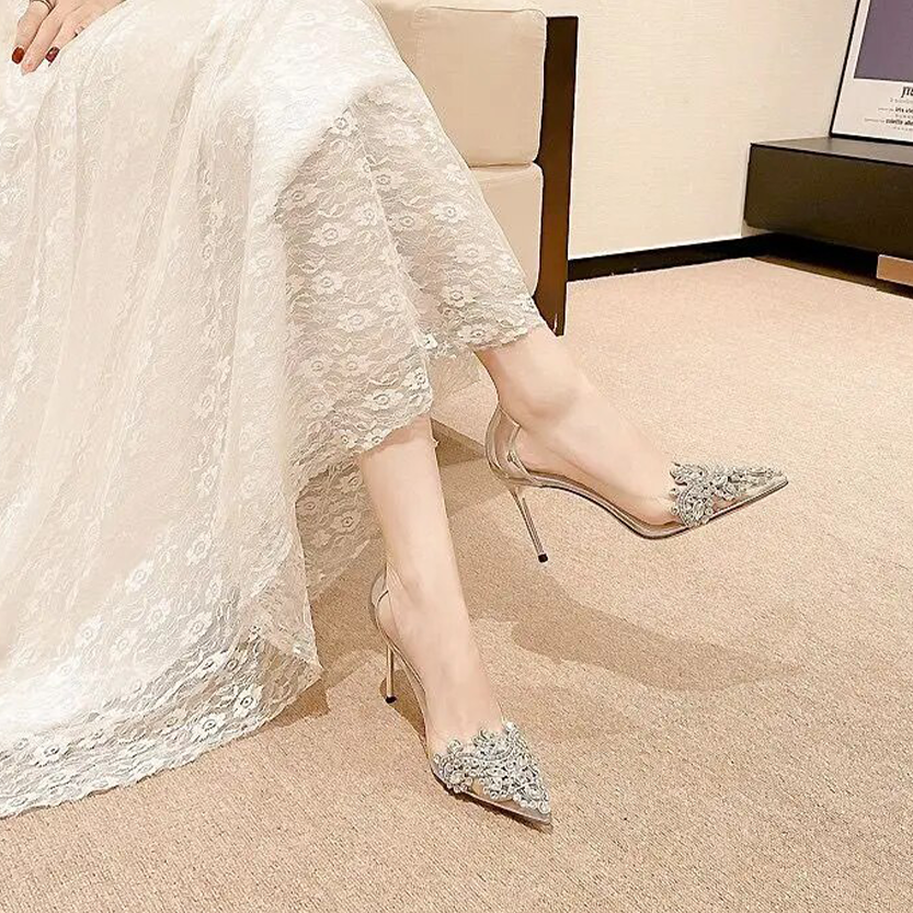 Funki Findz | Shoes | Women's Pointy Toe Clear Wedding Stiletto