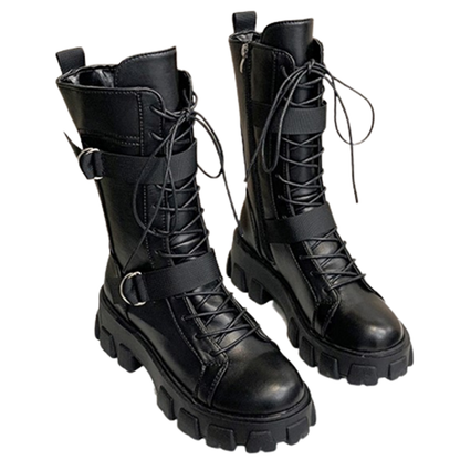 Funki Findz | Boots | Women's Lace-Up Combat Boots Biker Boot