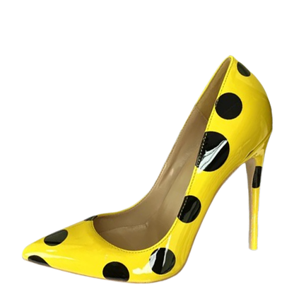 Funki Findz | Shoes | Women's Yellow Black Polka Dot Heels