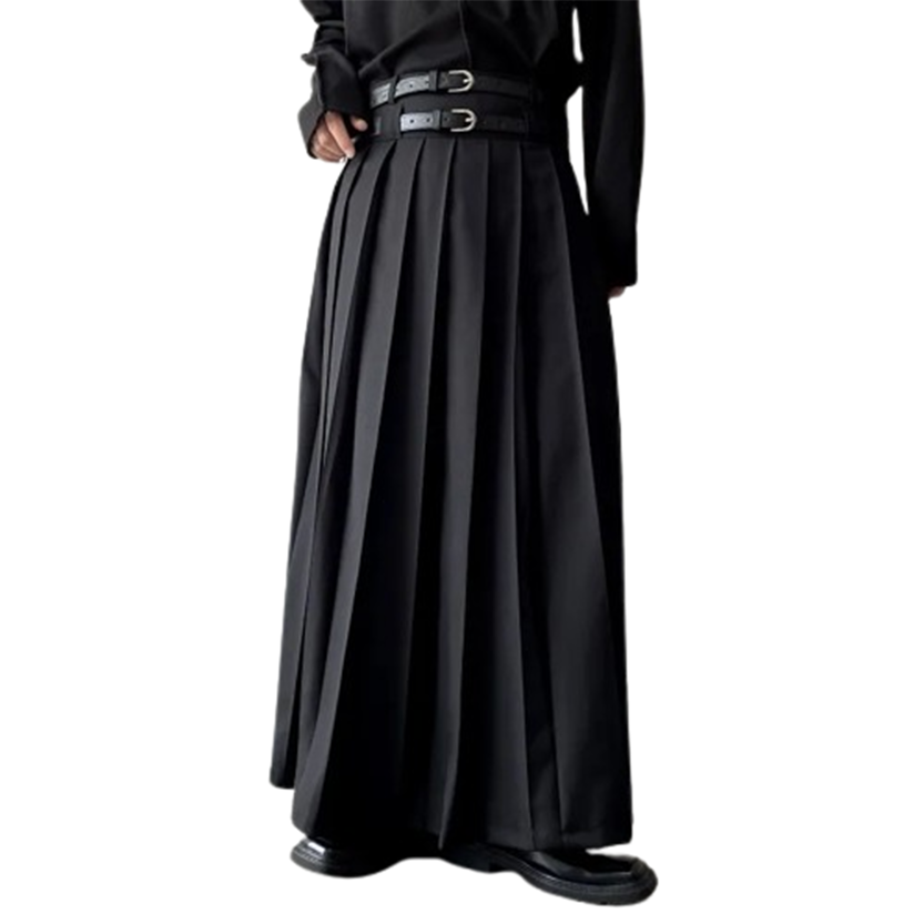 Funki Findz | Skirts | Men's Japanese High Waist Long Pleat Skirt
