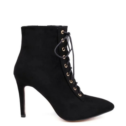 Funki Findz | Boots | Women's Suede Lace Up Stiletto Short Boot