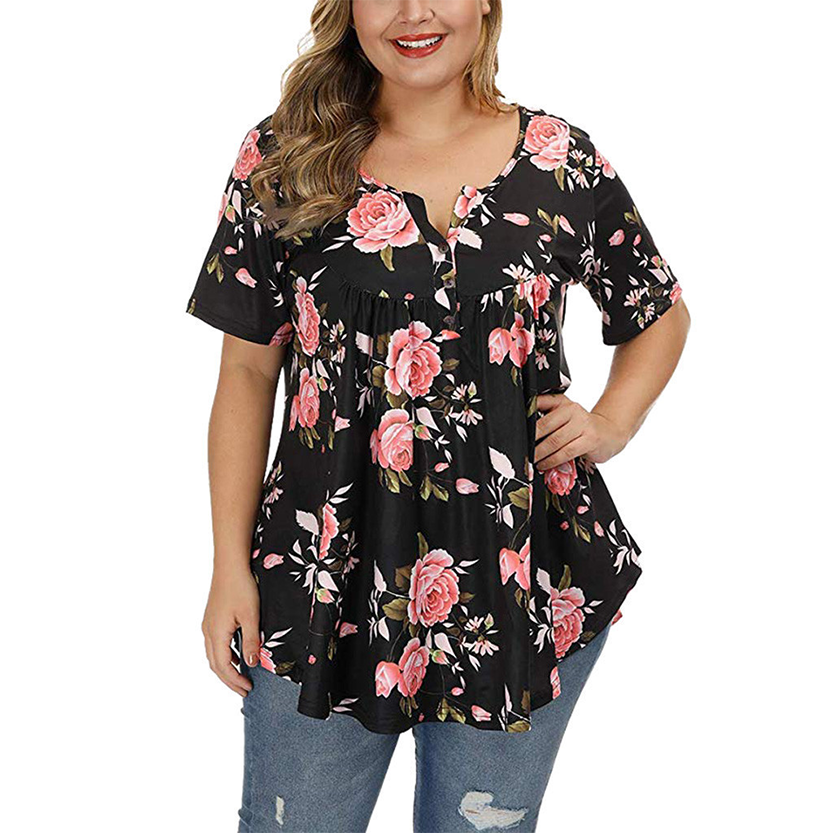 Funki Findz | Shirts | Women's Plus Floral Print Loose Fit Shirts