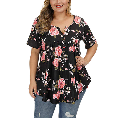 Funki Findz | Shirts | Women's Plus Floral Print Loose Fit Shirts