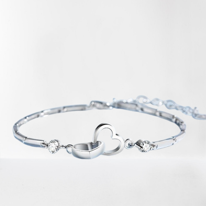 Funki Findz | Bracelets | Women's Double Heart Silver Bracelet