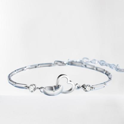 Funki Findz | Bracelets | Women's Double Heart Silver Bracelet