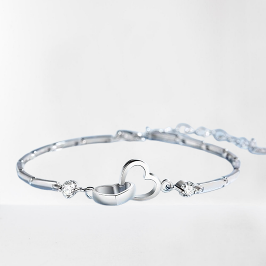 Funki Findz | Bracelets | Women's Double Heart Silver Bracelet