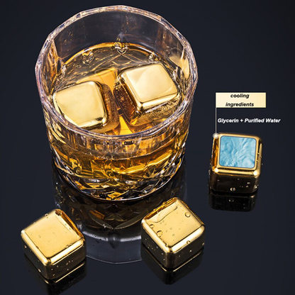 Funki Findz | Whisky Stones | Gold Stainless Steel Ice Cube Sets