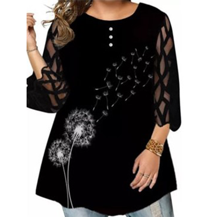 Funki Findz | Shirts | Women's Plus Splice Flower Print Blouse