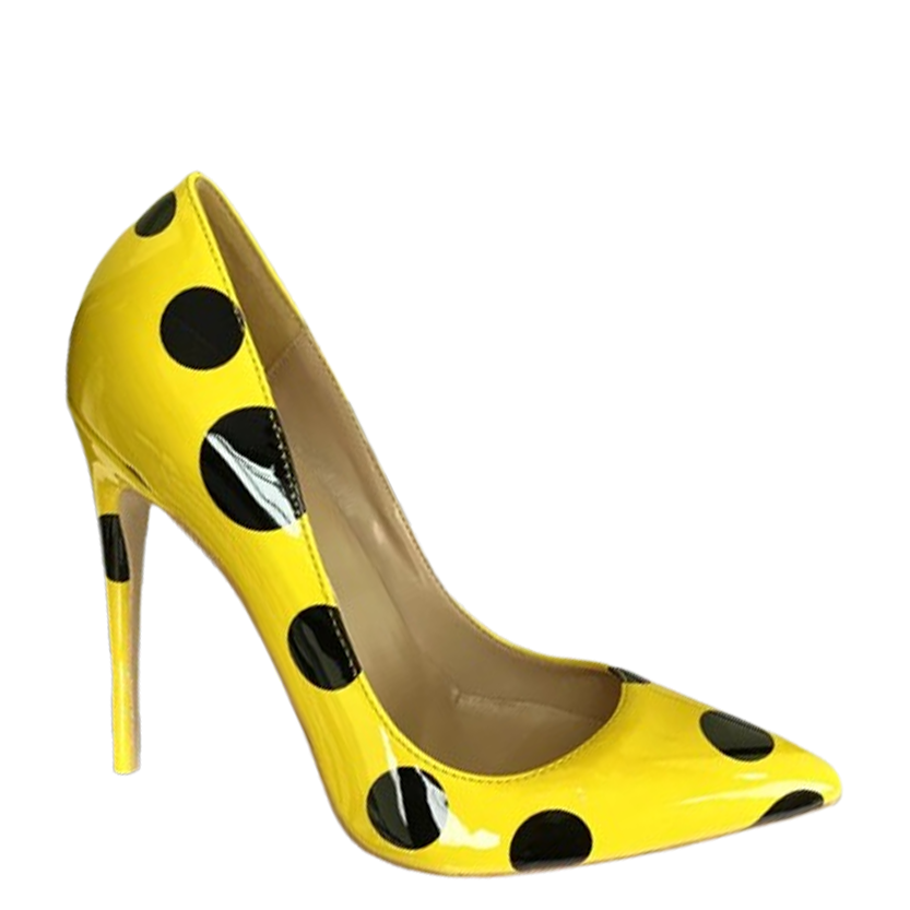 Funki Findz | Shoes | Women's Yellow Black Polka Dot Heels