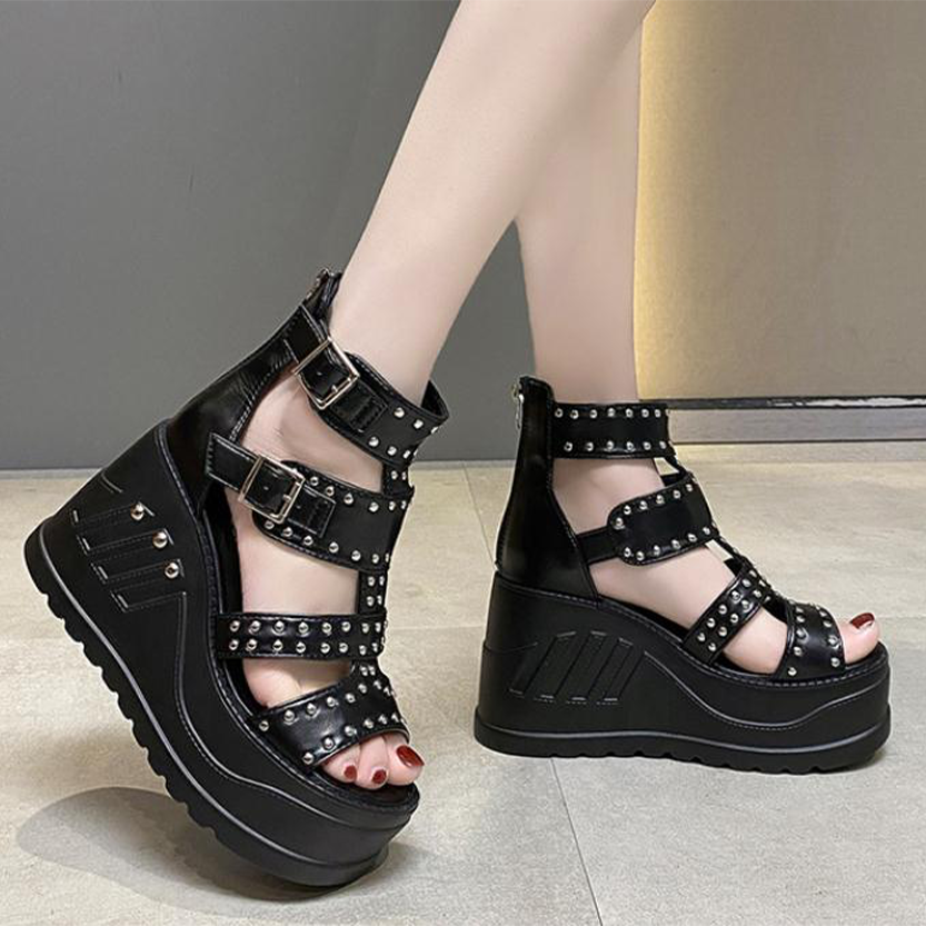 Funki Findz | Shoes | Women's Riveted Platform Wedge Sandals