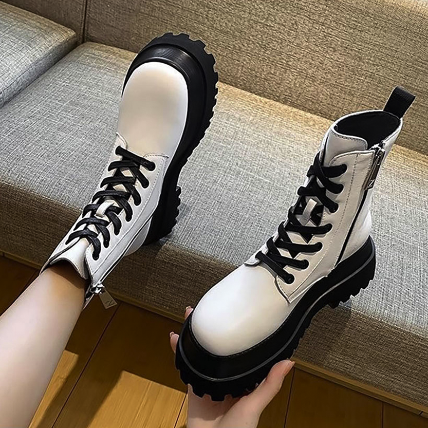 Funki Findz | Boots | Women's White Platform Ankle Boots