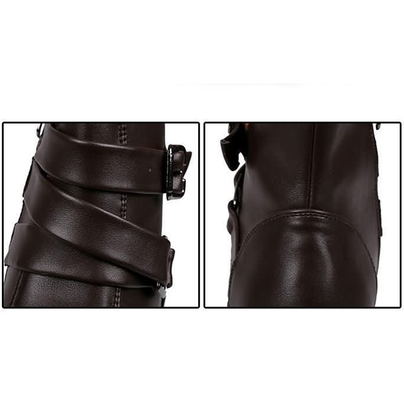 Funki Findz | Boots | Men's Buckle Strap Block Heel Dress Boots